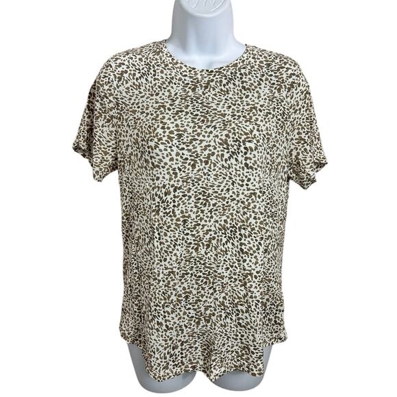 Old Navy Luxe Animal Print Blouse Sz S Short Sleeve Round Hem Soft Top Shirt - Picture 5 of 5